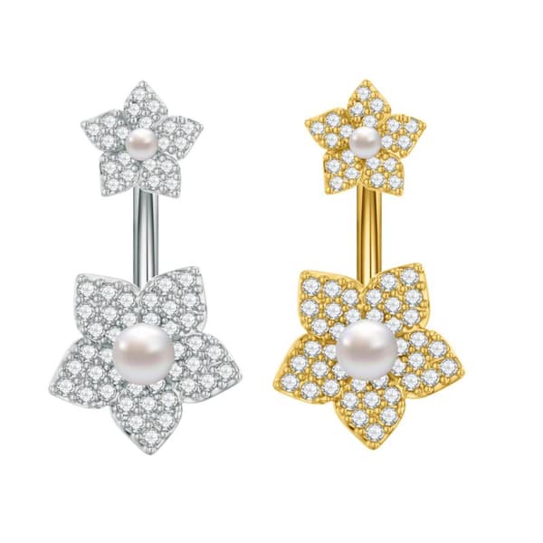 Mote Navlering Pynt Zirkon Blomst Navlepiercing Kroppssmykke A3