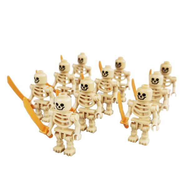 Sæt med 10 stk Skull go figurer byggeklodser legetøj white
