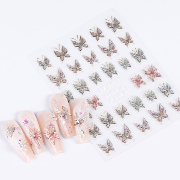n Shiny Butterfly Nail Art Stickers 3D selvklebende manikyr D