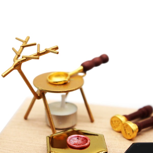1:12 Dukkehust Miniatyr Voksforsegling Lakkskjehåndtak Voks Pell B set