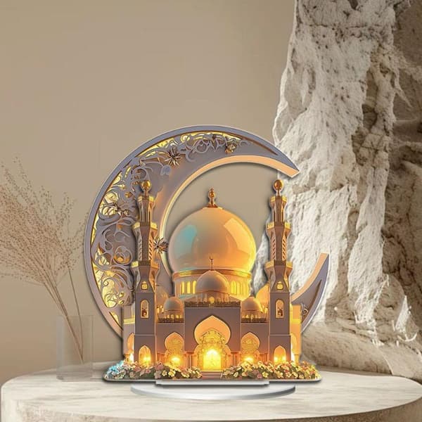 2D Akryl Månhantverksdekoration för Ramadan Slott Kyrka Båge A5
