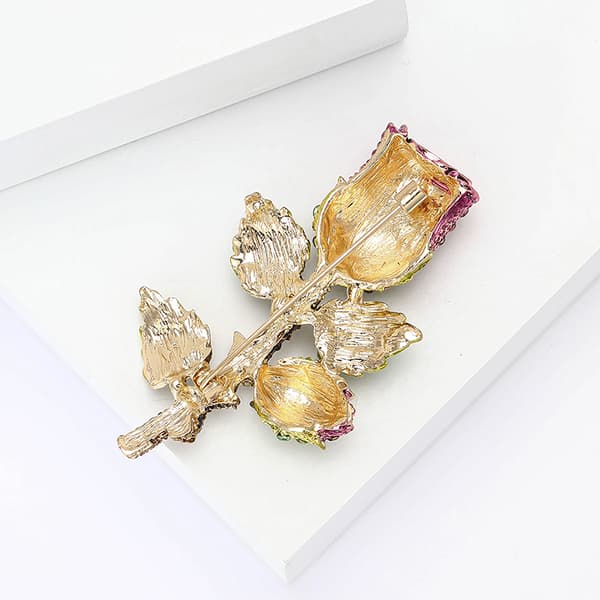 Utsøkte Rhinestone Rose Blomster Brosjer For Kvinner Fest Smykker A1