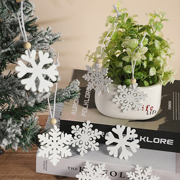 24 Hvite Snøflak Ornamenter Tre Snøflak Jul White