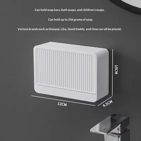 Väggmonterad fällbar dränerande tvålkopp med dammtätt lock Gray 1 grid