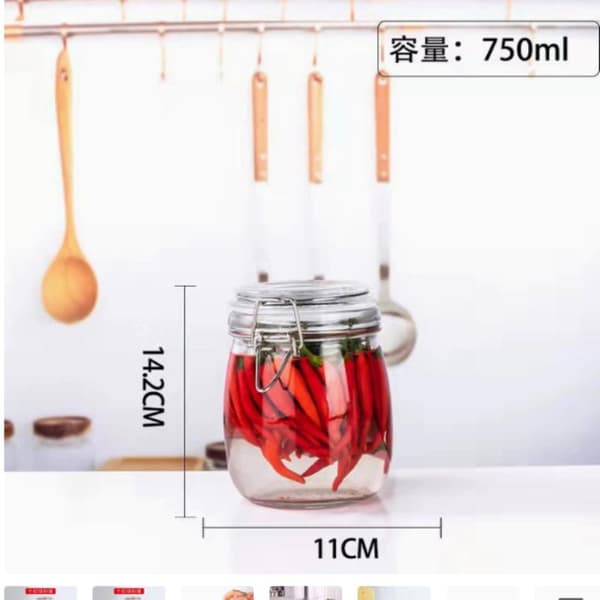 Lufttæt glasbeholder 750ml 1L 1.5L 2L 3L Stor beholder blyfri 2