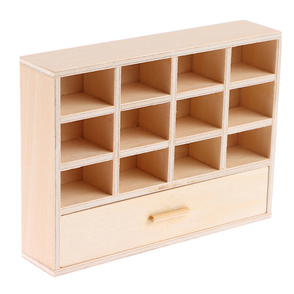 1:12 Dukkehus Miniatyr bokhylle Oppbevaring Hylle Skuffeskap