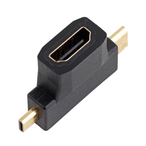 3 i 1 Micro Male Mini HDMI hane till HDMI hona kabeladapter C Black