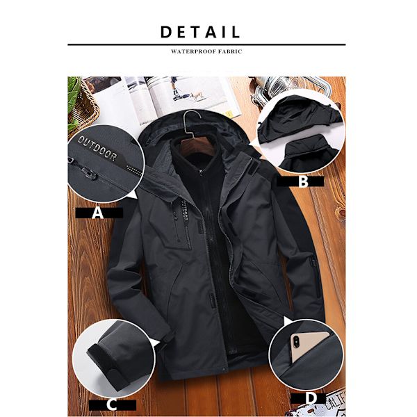 Ski Wear Ladies Winter Warm Ski Hoodie Set Vattentät vindtät For WOMEN Black M