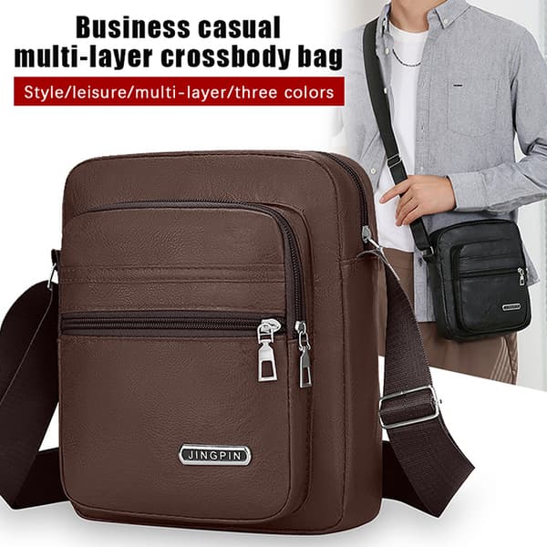 Herr Messenger Bag Mode Business Läder Väskor Herr Äkta L 6