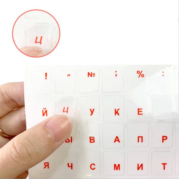 Russiske transparente tastaturklistremerker Språkalfabet Svart W Orange