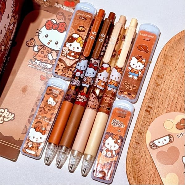 1/4/24 st Kawaii tecknad leopardmönstrad Hello Kitty mekanisk P A1