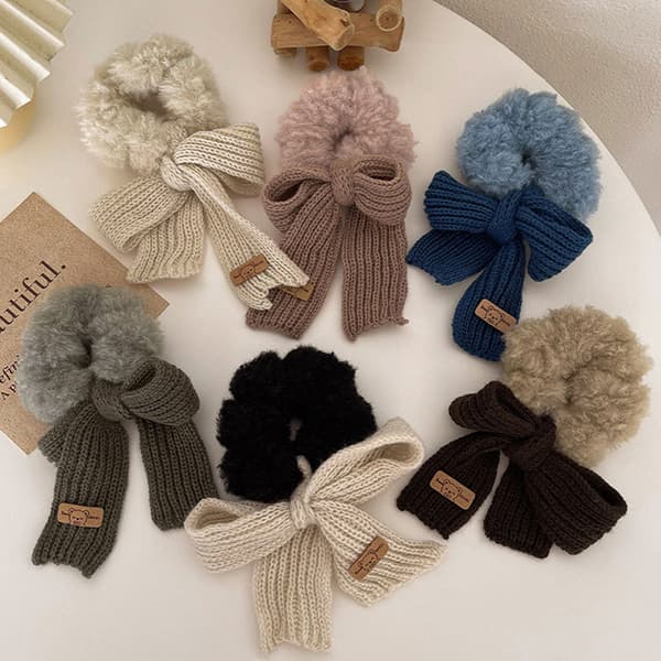 Nya Scrunchie Kvinnor Varmt Hår Scrunchies Vinterstickade hårslipsar A