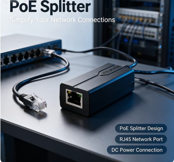 Deler POE 48V til 12V IEEE 802.3af POE Splitter Adapter for Se