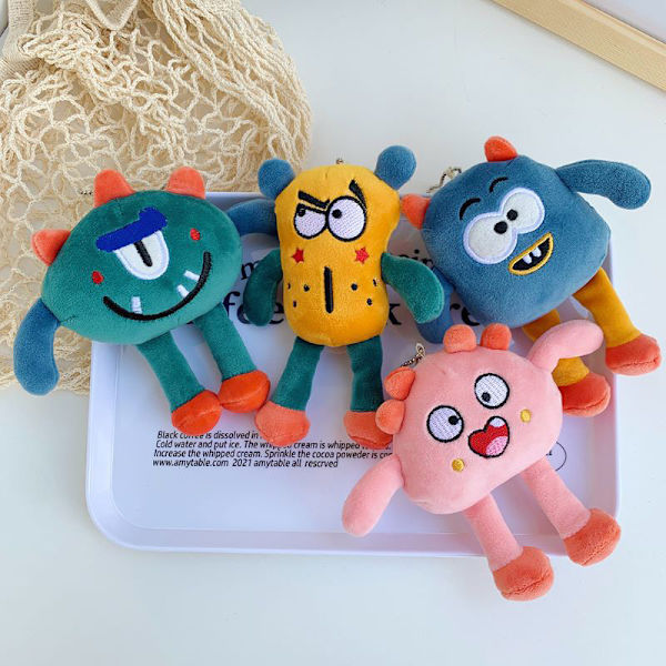 Plysch djurnyckelring Little Monster Cartoon Bag Pendant Girl T Yellow