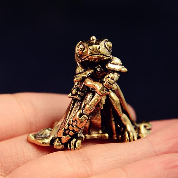 Vintage Mässing Groda Staty Miniatyr Groda Skulptur Antik Anim