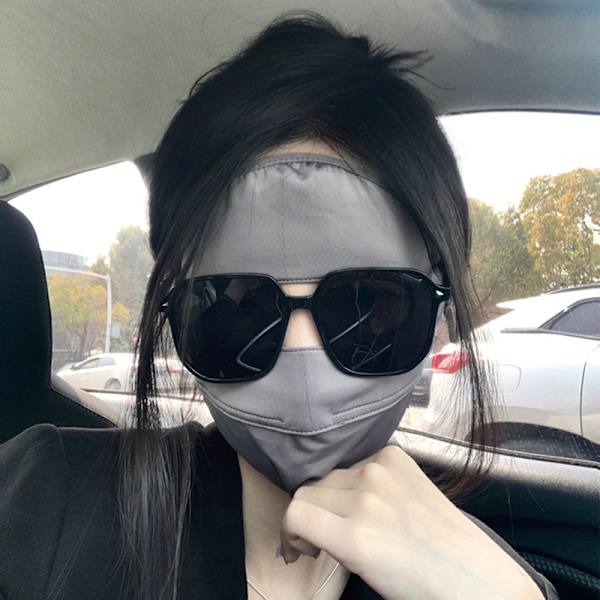 Dam Avtagbar Facekini Ice Silk Anti-ultraviolett Summer Brea Dark gray