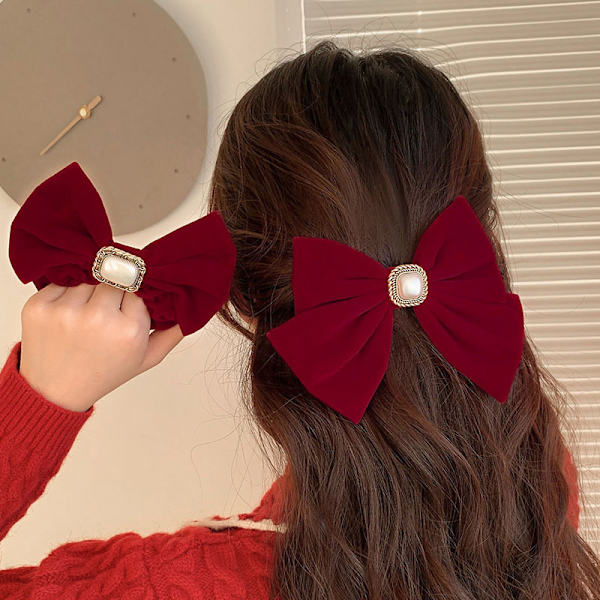 Big Bow Hiusneulat Iso rusetti Retro Yksiväriset Laadukkaat hiukset Red