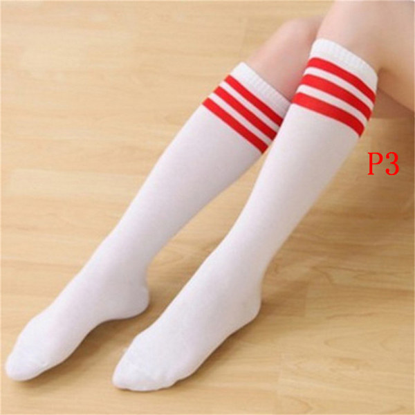 Dame Knæhøje 3 Line Solid Socks Dame Fodbold Stribet Cot P2