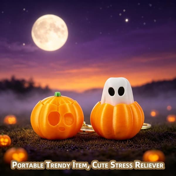 1 stk lysende Halloween-leketøy gresskar spøkelse nøkkelring - 3D-printet A3