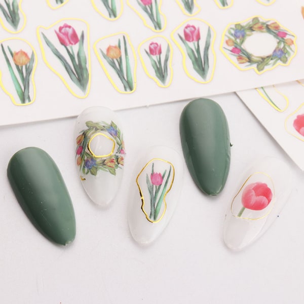 Sweet Tulips Nail Art Sticker Floral Nail Stickers For Girls Ma A4