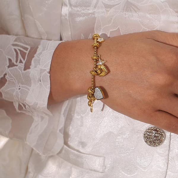 Mote Måne Hjerte Stjerne Armbånd i Rustfritt Stål for Kvinner A1