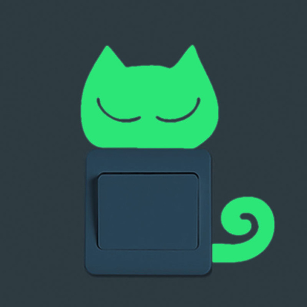 Cat Switch Wall Stickers Glow In The Dark Avtagbar Art Home Ro Sleepy Cat