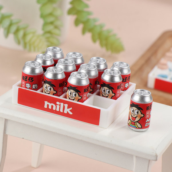 1Sett Dukkehus Miniatyr Simulering Mini Drikke Melk Sett Leker DI A1