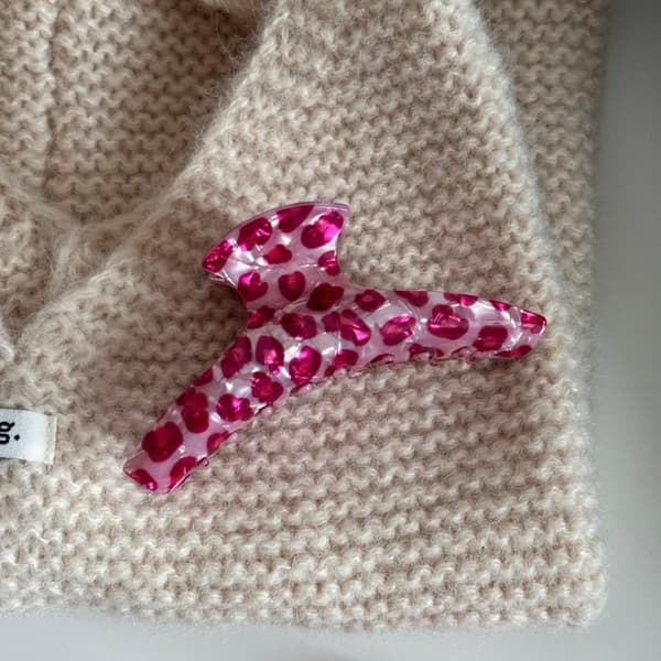 Rosa leopardmönstrad hårklämma i ättiksyra, mångsidig håraccessoar 05
