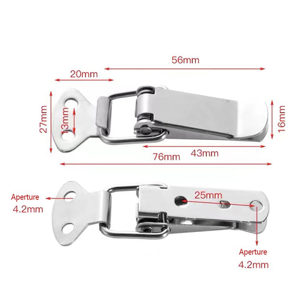 Spärr Fångst Anka mun Spänne Krok Trälåda Haspar Clamp Metal A1