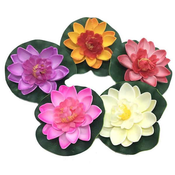 5 stk. Kunstige Flydende Vand EVA Lotus Blomster Dam Dekoration Tank