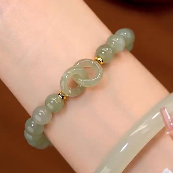 Sommar Alla hjärtans dag present Love Heart Jade Beads Charm Armband B