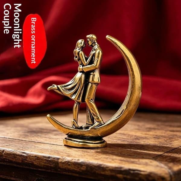 Mässing Par Kramar Staty Modern Konst Figur Handgjord Kärlek