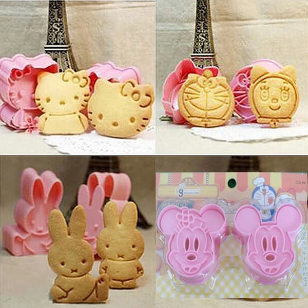 1 Par Cookie ters Plastic e Cartoon Pressable Biscuit Form Bak H
