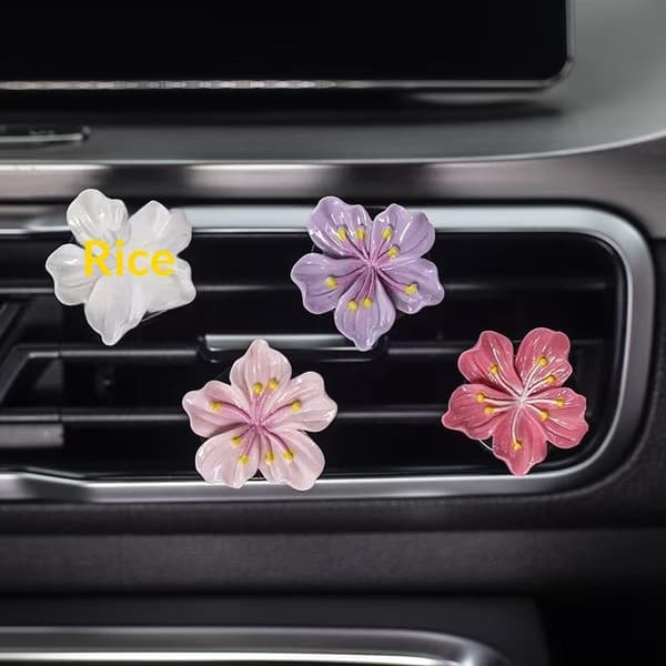 2 st bilblomformade parfymklämmor för luftkonditioneringsutlopp Purple