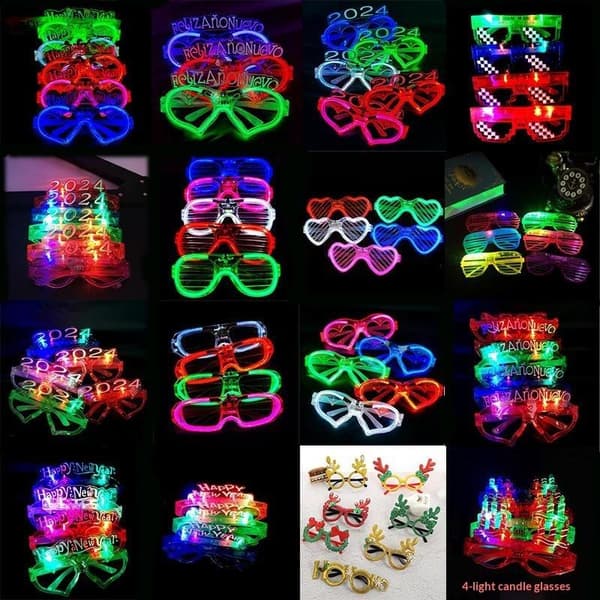 LED-lysende festbriller med lysende blinkeffekt, assorterte A11