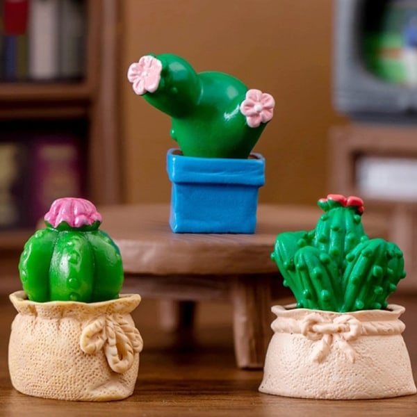 Mini Cactus Ornament Succulent Potted s Dollhouse Micro Landsc B