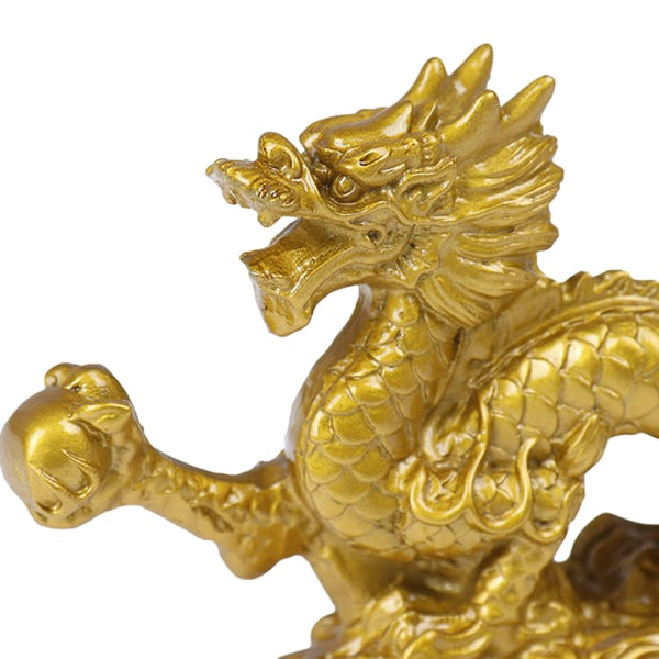 Good Lucky Dragon Zodiac Staty Gold Dragon Statue Djur Scu White