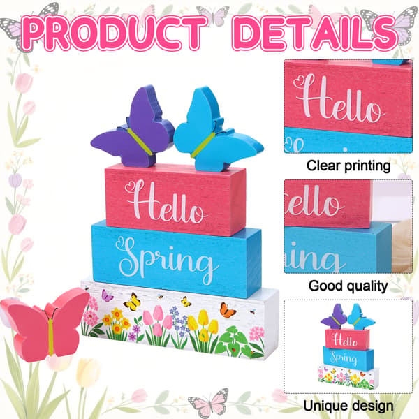 6 stk. Hello Spring Treborddekorasjon Sommerfugl Army green