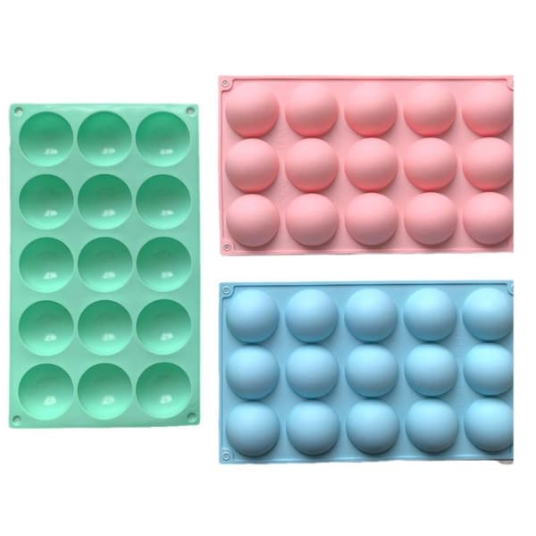 15 halvsirkelformede silikonformer for DIY-baking av pudding M Pink