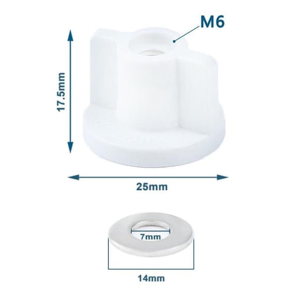 Fast Erstatningsmutter Bakre Fast Erstatning For 6mm Skruer Toi A1 2PCS