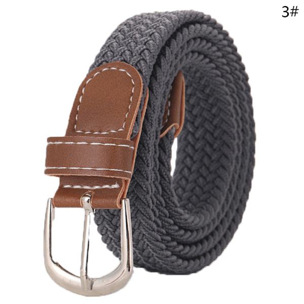 Beltevevd lerretsbelte Metallspenne Herre Dame Elastisk flettet B 3#