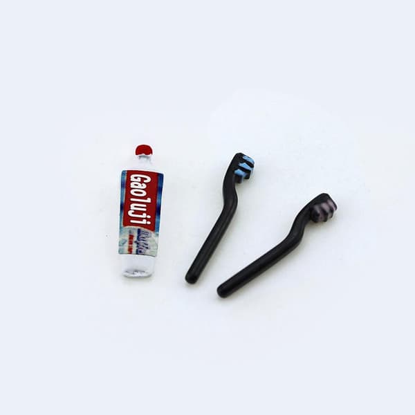 3 st dockskåp miniatyr tandkräm tandborste set mini badrum A3