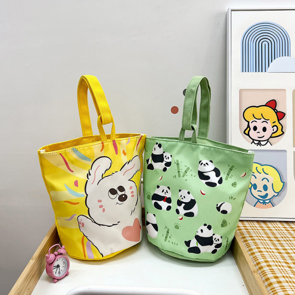 Cartoon Girl Canvas Bucket Bag n Style Axelväska Y2K Outing A6