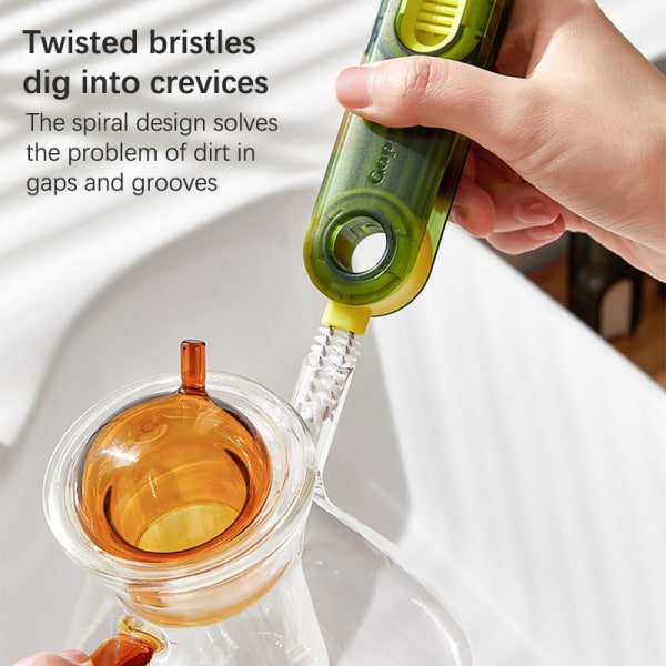 3 in 1 Mini Cup Gap Brush 360° pyöritettävät pullot puhdistusharja Gray