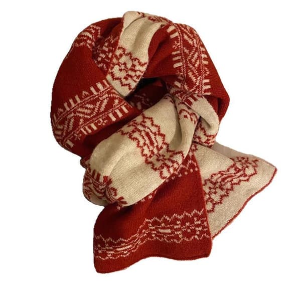Fair Isle Stickad Vinterhalsduk Mjuk Mysig Varm För Utomhusresor A2