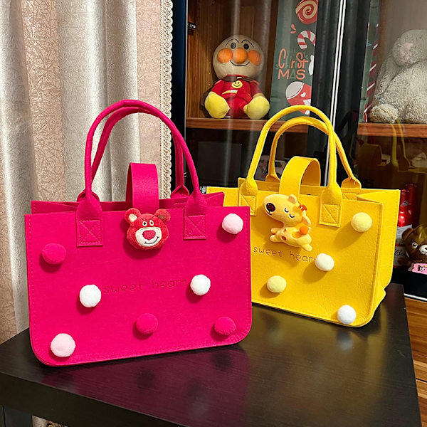 Filt Shopping Tote Party Favor Ensfarget Håndholdt Tra khaki lion