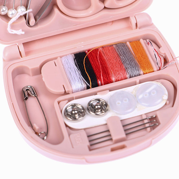 Bærbar sysett Mini syboks  Fingerbøll Knapper Pin Hjem S Light pink