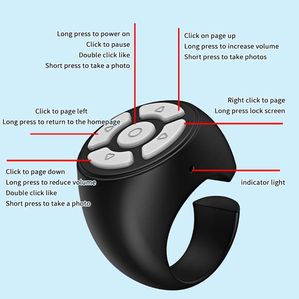 1 stk multifunksjons Bluetooth-fjernkontroll for fingertupp-selfie Pink