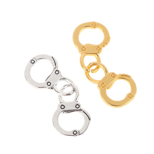 20 stk. legering simulerte små håndjern sjarmkoblinger Silver 20Pcs