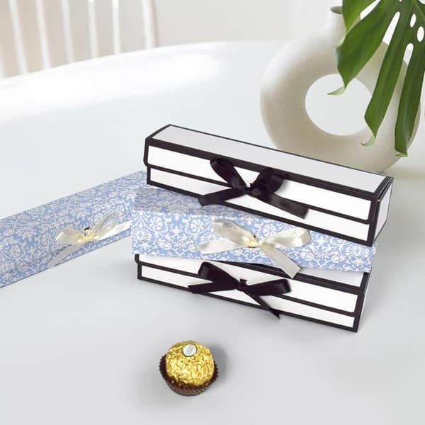 10 stk. rektangulær sløjfe Valentinsdag chokoladegaveæske bryllup White